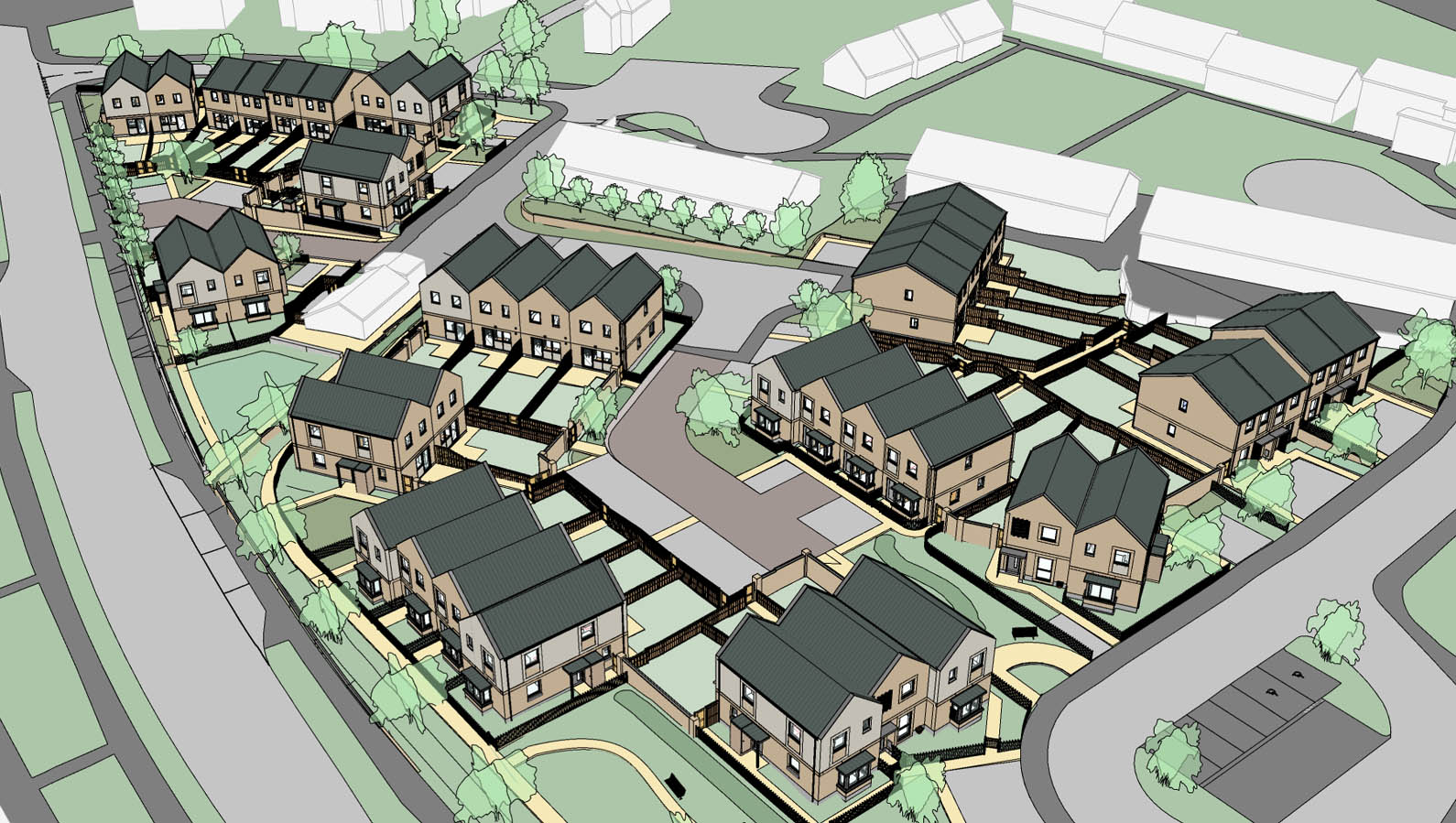 3D Aerial view of the scheme