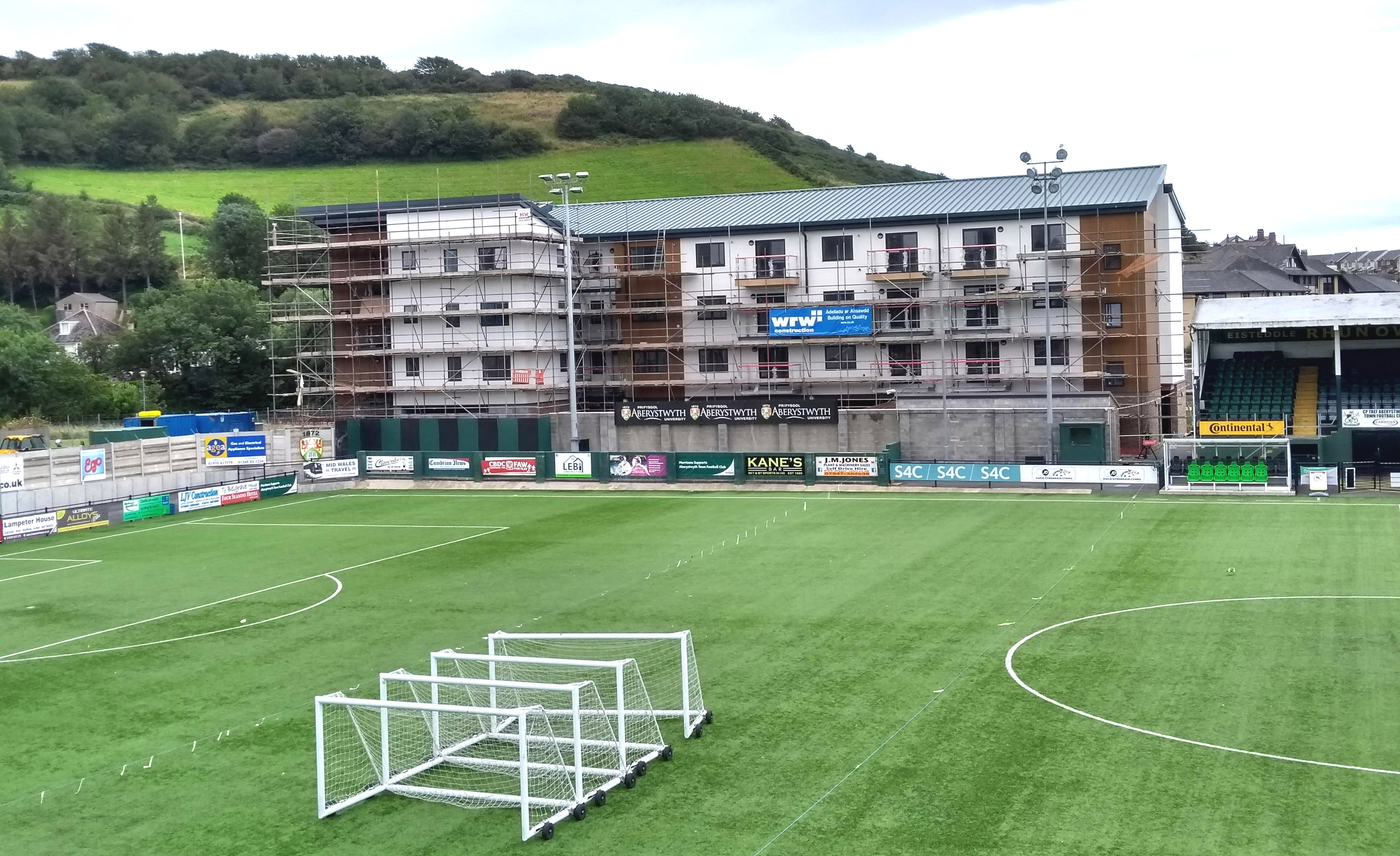 View across football pitch